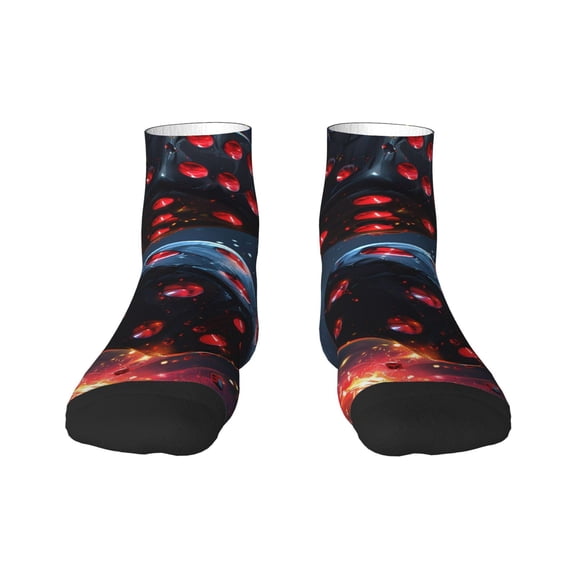 Salouo Cosmic Red Sparkle Dice Pattern Unisex Middle Tube Socks,Middle-Finger Knee High Socks Over The Calf Tube Stocking Crew Stockings for Women and Men Tube Socks