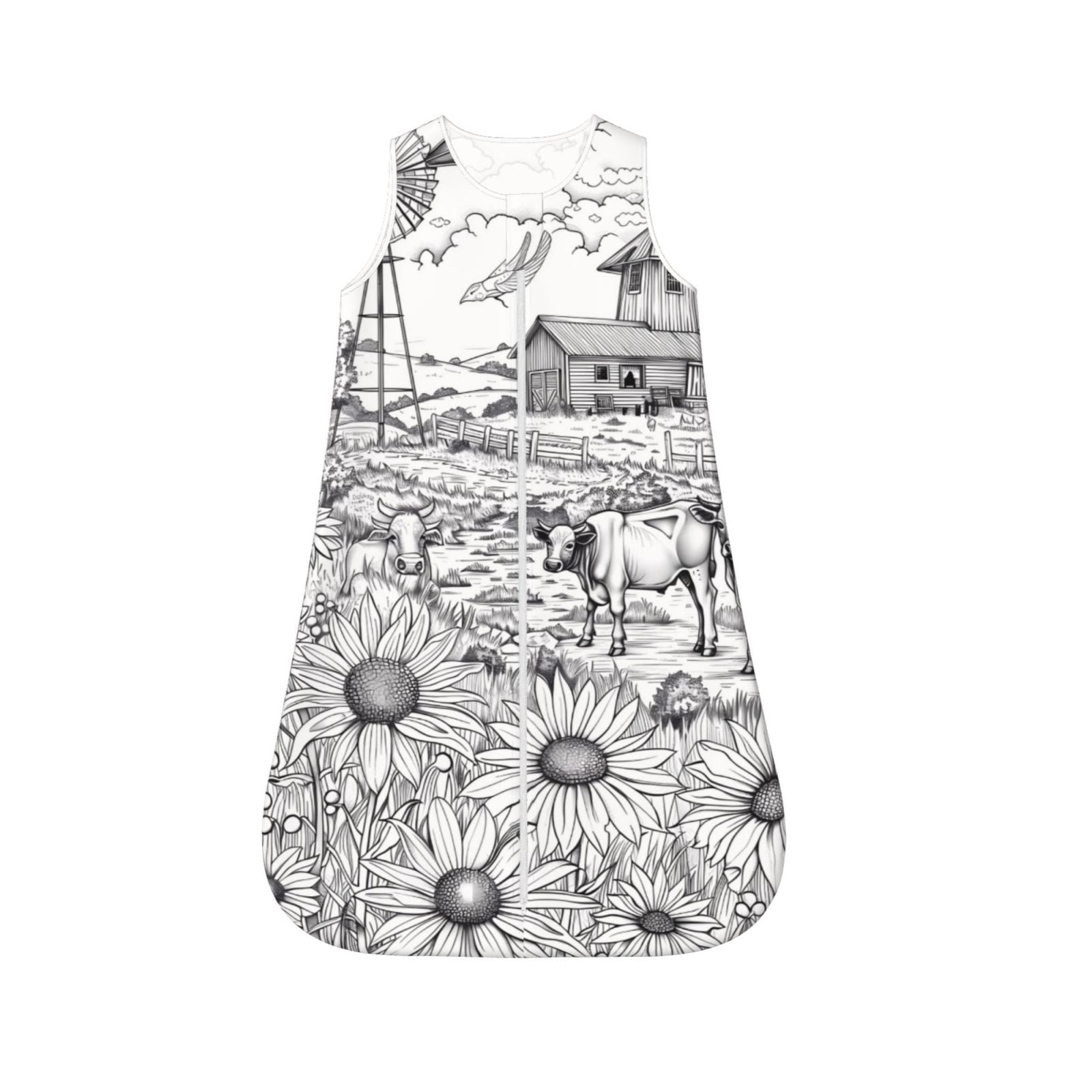 Salouo Country Farm Scene Print Baby Sleep Sack Wearable Blanket for