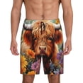 thumbnail image 1 of Salouo Countryside Colorful Floral Cow Pattern Men's Sleep Pajama Shorts,Pajama Bottoms Elastic Waistband Sleep Pajama Short PJ Shorts for Men -Medium, 1 of 6