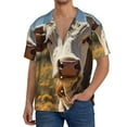 thumbnail image 1 of Salouo Countryside Flower Cow Pattern Cuban Collar Shirts for Men Button-Down Shirt Men's Short Sleeve Shirts Hawaiian Shirts Casual Shirts -Large, 1 of 6