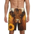 thumbnail image 1 of Salouo Countryside Sunflower Cow Pattern Men's Sleep Pajama Shorts,Pajama Bottoms Elastic Waistband Sleep Pajama Short PJ Shorts for Men -Medium, 1 of 6