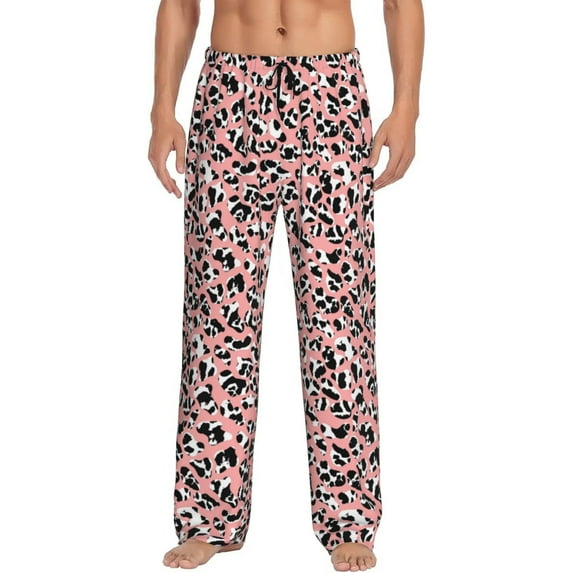 Salouo Cow Animal Skin Print Pajama Pants for Men, Lounge Pants Elastic Waistband Casual Men's sleepwear Loungewear Sleep Pajama Pant -Small
