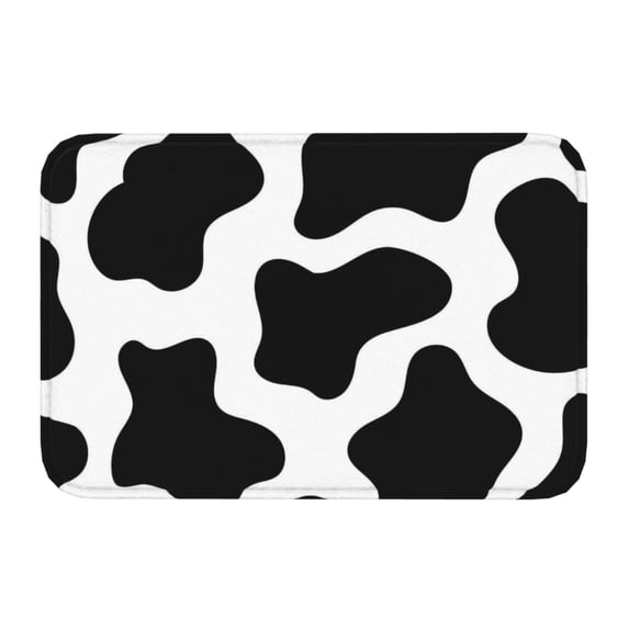 Salouo Cow Print Black White Pattern Outdoor Indoor Sturdy Doormats 16’’×24’’, Anti Fatigue Soft Flannel Thick Door Mat,Non-Slip Rectangle Rug Cushion