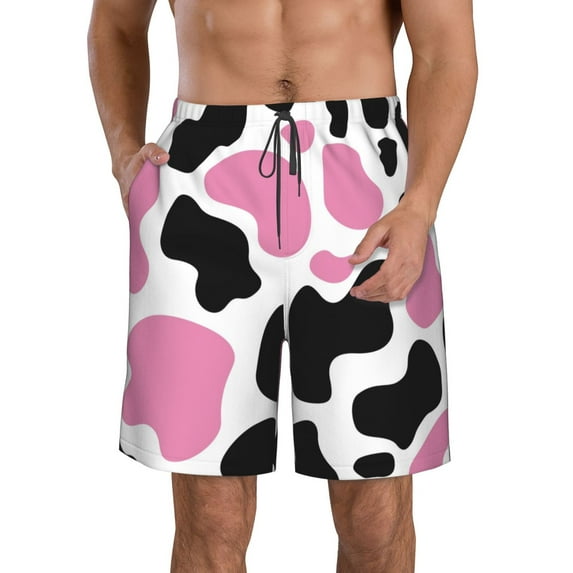 Salouo Cow Spots Pattern Swim Trunks for Men,Men's Hawaiian Bathing Suit Swimsuits Quick Dry Swimming Board Shorts Beach Shorts with Pockets-X-Large