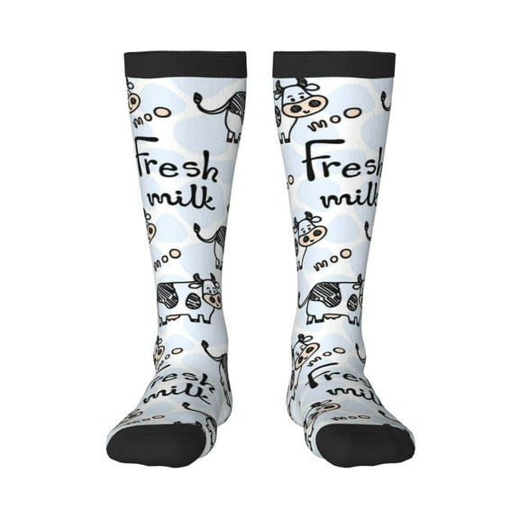 Salouo Cow With Fresh Milk Print Women's Men's Ankle Socks 1-pack Casual Athletic Socks for Unisex Adult Moisture-Wicking Socks for Daily Wear/Running/Sport