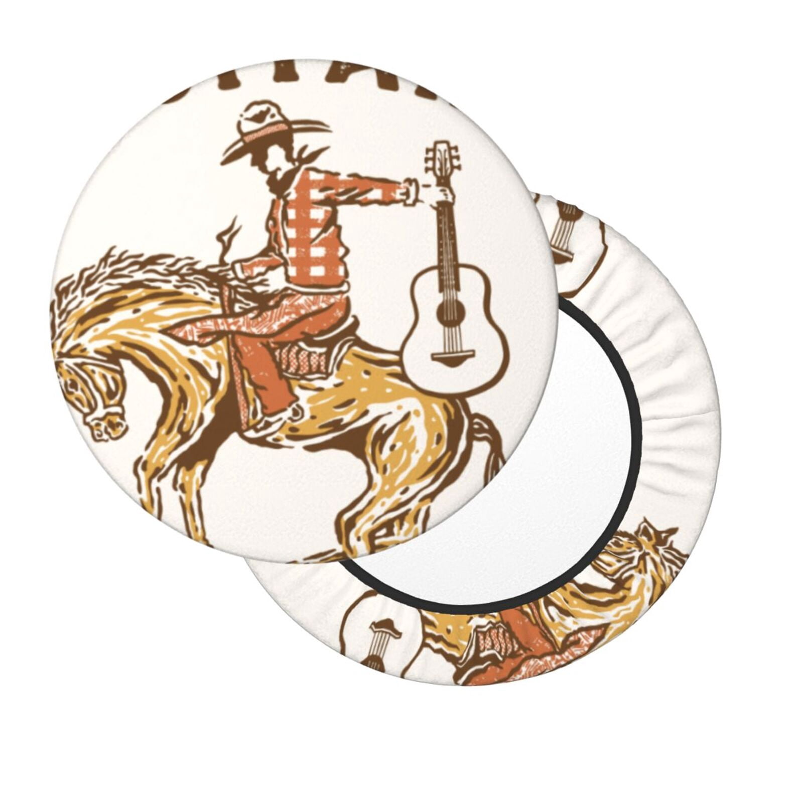 Bar Stool Rodeo Salouo Cowboy Rodeo Guitar Pattern Bar Stool Cushion Cover, Round ...