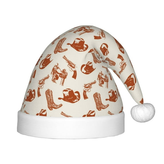 Salouo Cowboy Western for Christmas Hat for Kids Xmas Holiday Hat Santa Hat for Boys & Girls Festive Headwear Accessories Fit for Christmas/ New Year/Holiday/Party