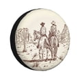 thumbnail image 1 of Salouo Cowboys Riding Horses Print Spare Tire Cover 14-17 inch Spare Tire Protector Universal Tough Tire Wheel Cover for Trailer SUV and Truck-16 inch, 1 of 6