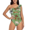 thumbnail image 1 of Salouo Cows And Calves Pattern One Shoulder Ruffled One Piece Swimsuit for Women V Neck Swimwear Tummy Control Bathing Suit-Large, 1 of 6