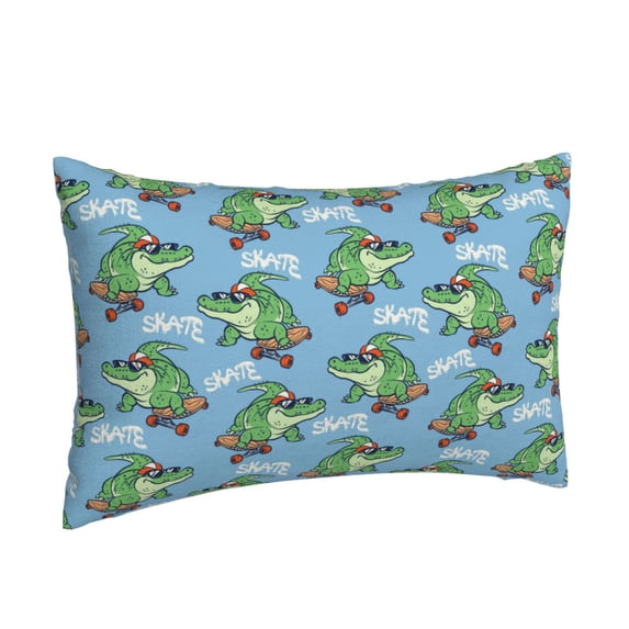 Salouo Crocodile Riding Skateboard Print Print Pillow Case Cover,Wrinkle-Free Bed Pillow Cover Pack of 1 Home Decor Fade-Resistant and Stain-Resistant ,Pillows Not Included -20"x30"