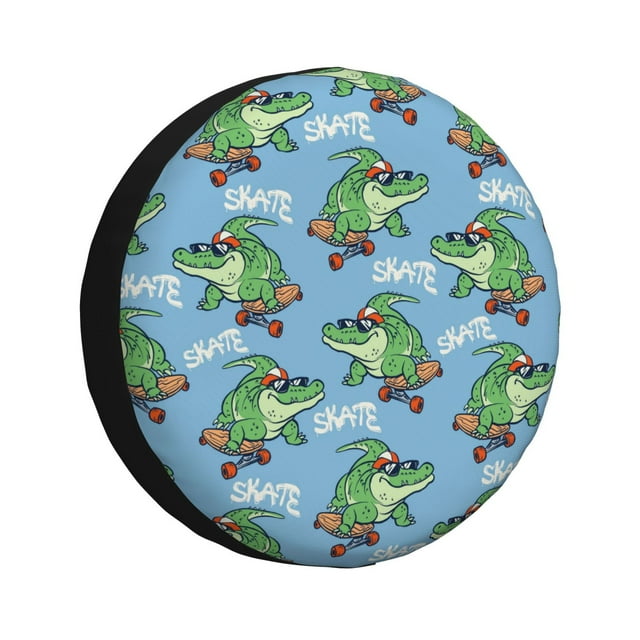 Salouo Crocodile Riding Skateboard Print Spare Tire Cover 1417 inch