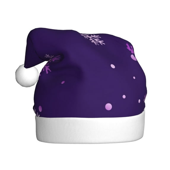 Salouo Crystal Purple Snowflake for Adult Christmas Hat Xmas Holiday Hat Santa Hat for Women & Men Festive Headwear Accessories Fit for Christmas/ New Year/Holiday/Party,1PC