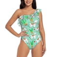 thumbnail image 1 of Salouo Cute Alpaca 1 Pattern One Shoulder Ruffled One Piece Swimsuit for Women V Neck Swimwear Tummy Control Bathing Suit-X-Large, 1 of 6