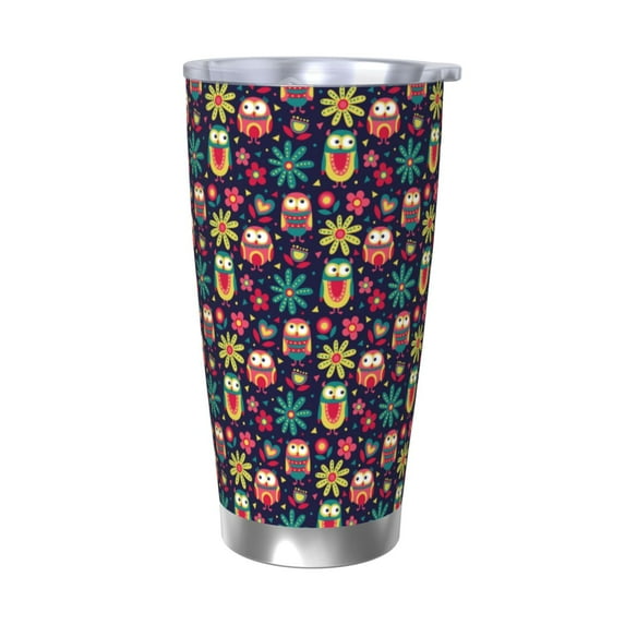 Salouo Cute Animal Print 20oz Tumbler with Lid,Stainless Steel Vacuum Insulated Tumbler Durable Insulated Coffee Mug Thermal Cup with Splash Proof Sliding Lid-Without Straw