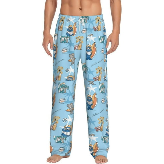 Salouo Cute Animals Surfers Print Pajama Pants for Men, Lounge Pants Elastic Waistband Casual Men's sleepwear Loungewear Sleep Pajama Pant -XX-Large
