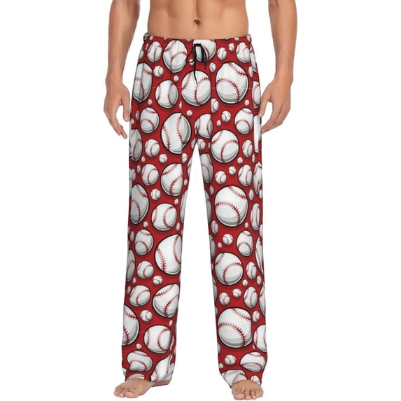 Salouo Cute Baseball Print Pajama Pants for Men, Lounge Pants Elastic Waistband Casual Men's sleepwear Loungewear Sleep Pajama Pant -XX-Large