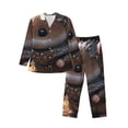 thumbnail image 1 of Salouo Cute Big-Eared Mouse Print Button-Front Long Sleeve Pajama Set for Men, Soft 2Pjs Men's Long Sleeve Sleepwear-Medium, 1 of 7