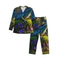 thumbnail image 1 of Salouo Cute Blue Frog Print Button-Front Long Sleeve Pajama Set for Men, Soft 2Pjs Men's Long Sleeve Sleepwear-X-Large, 1 of 7