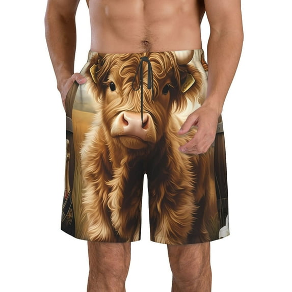 Salouo Cute Calf Butterflies A Pattern Swim Trunks for Men,Men's Hawaiian Bathing Suit Swimsuits Quick Dry Swimming Board Shorts Beach Shorts with Pockets-X-Large