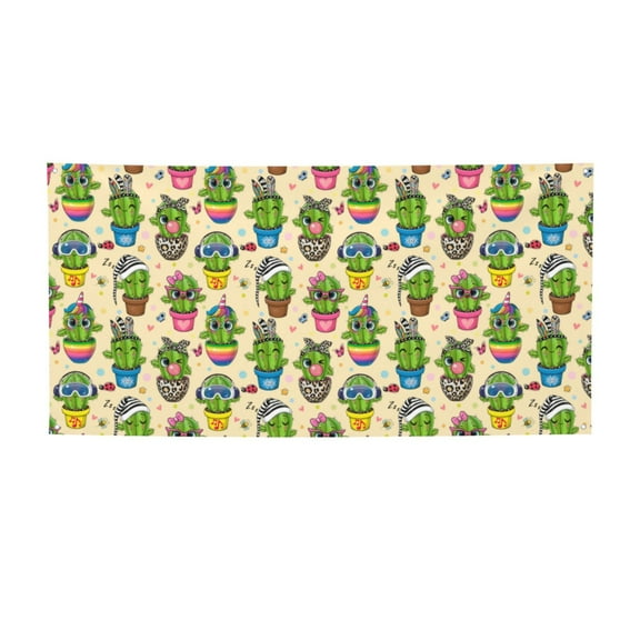Salouo Cute Cartoon Cactus Pattern Holiday Banner Outside Party Decoration Banner (1PC) Festival Supplies Fit for Birthday Parties & Celebrations & Chrismas-Small