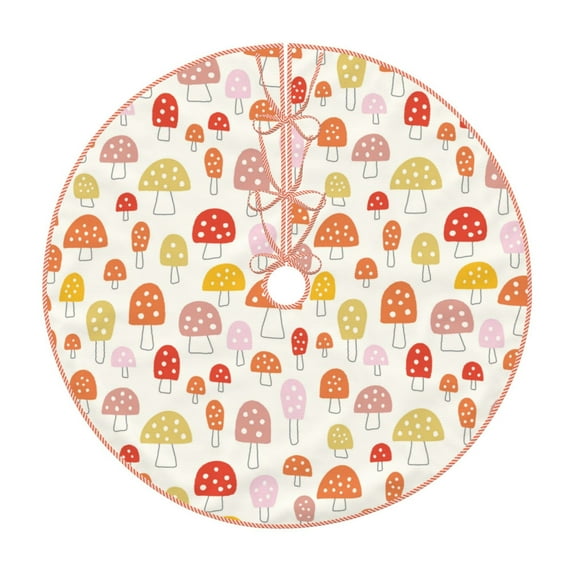 Salouo Cute Cartoon Mushrooms Christmas Tree Skirt 36" Farmhouse Christmas Decorations Snowman Xmas Tree Skirt Tree Mat for Holiday Party Decor
