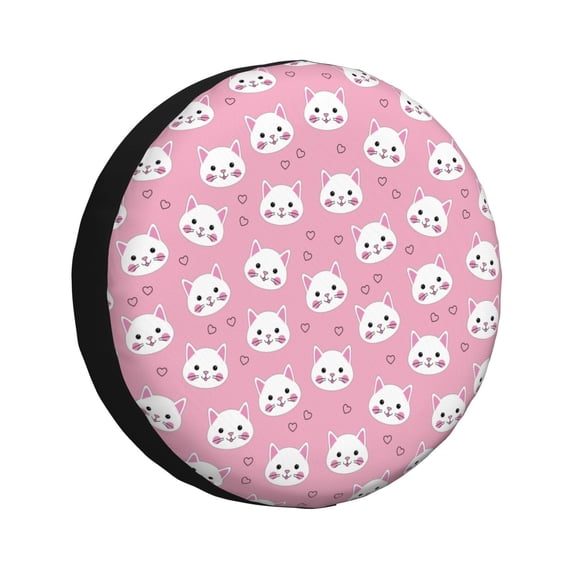 Salouo Cute Cat Print Spare Tire Cover 14-17 inch Spare Tire Protector Universal Tough Tire Wheel Cover for Trailer SUV and Truck-15 inch
