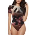 thumbnail image 1 of Salouo Cute Cloud Panda for Women's Short Sleeve Bodysuit,Sexy Bodysuits One Piece Round Neck Bodysuit Shapewear Tummy Control-XX-Large, 1 of 7
