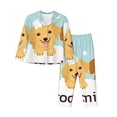 thumbnail image 1 of Salouo Cute Dog In Bathtub1 Pattern Women's Pajamas Set Long Sleeve Button Down Sleepwear Soft Pj Lounge Sets for women 2 Piece Pjs Set with Long Pants-Small, 1 of 7
