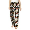 thumbnail image 1 of Salouo Cute Dog Panda Print Women's Pajama Pants Casual Loose Sweatpants PJs Flowy Pants Drawstring Palazzo for Women Wide Leg Pants Lounge Pajama -Medium, 1 of 8