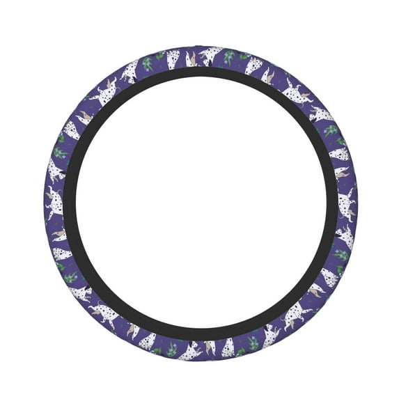Salouo Cute Dog Print Elastic Car Steering Wheel Cover - 15'' Non-Slip Car Wheel Cover Protector - Universal Car Accessory for Diverse Cars