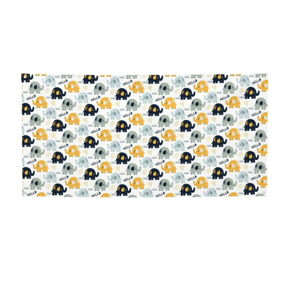 Salouo Cute Elephant Pattern Holiday Banner Outside Party Decoration Banner (1PC) Festival Supplies Fit for Birthday Parties & Celebrations & Chrismas-Medium