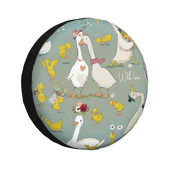 Salouo Cute Farm Birds Print Spare Tire Cover 14-17 inch Spare Tire Protector Universal Tough Tire Wheel Cover for Trailer SUV and Truck-17 inch