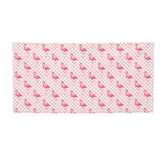 Salouo Cute Flamingo with Heart Pattern Holiday Banner Outside Party Decoration Banner (1PC) Festival Supplies Fit for Birthday Parties & Celebrations & Chrismas-Medium