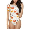 thumbnail image 1 of Salouo Cute Fox with Heart for Women's Short Sleeve Bodysuit,Sexy Bodysuits One Piece Round Neck Bodysuit Shapewear Tummy Control-Medium, 1 of 7