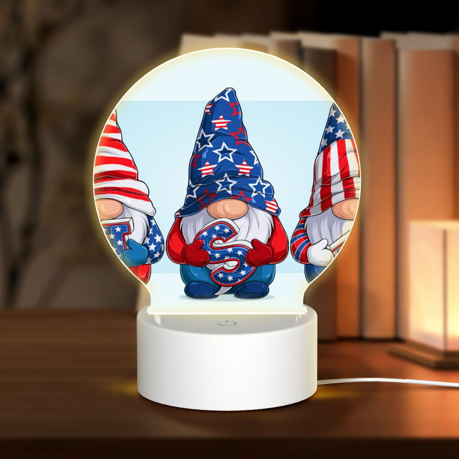 Salouo Cute Gnomes in USA1 for Round Acrylic Night Light - Acrylic ...