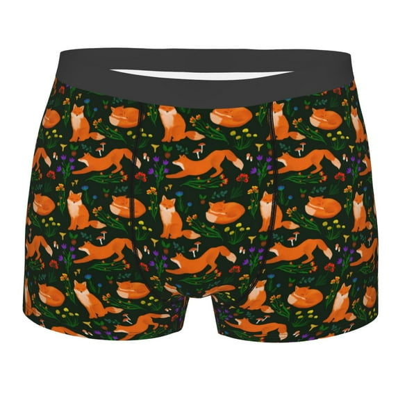 Salouo Cute Little Foxes Print Men's Boxer Briefs,Breathable Underwear Elastic Waistband Briefs for Men -Small