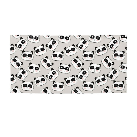 Salouo Cute Panda Pattern Holiday Banner Outside Party Decoration Banner (1PC) Festival Supplies Fit for Birthday Parties & Celebrations & Chrismas-Small