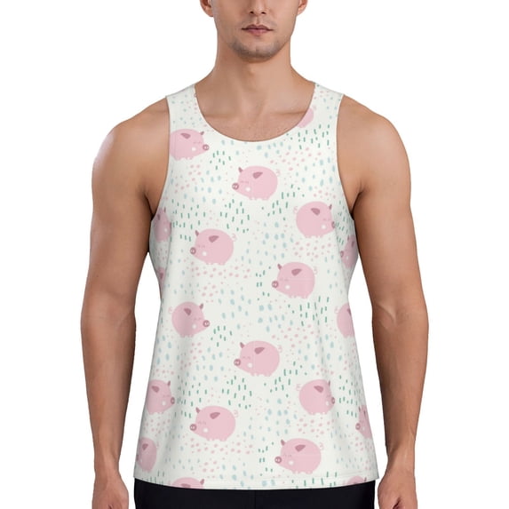Salouo Cute Pigs for Men's Tank Tops,Sleeveless Muscle Shirts for Men Quick Dry Workout Tank Top Gym Muscle Tee Fitness Bodybuilding Sleeveless T Shirt-4X-Large