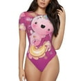 thumbnail image 1 of Salouo Cute Pink Axolotl A for Women's Short Sleeve Bodysuit,Sexy Bodysuits One Piece Round Neck Bodysuit Shapewear Tummy Control-X-Large, 1 of 7