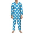thumbnail image 1 of Salouo Cute Polar Bear Print Button-Front Long Sleeve Pajama Set for Men, Soft 2Pjs Men's Long Sleeve Sleepwear -Small, 1 of 7