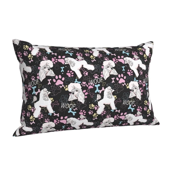 Salouo Cute Poodle Dog Pattern Pillow Cases,1PC Pillow Covers with Envelope Closure Decorative Pillow Case for Bed Couch,Pillows Not Included-16"x24"