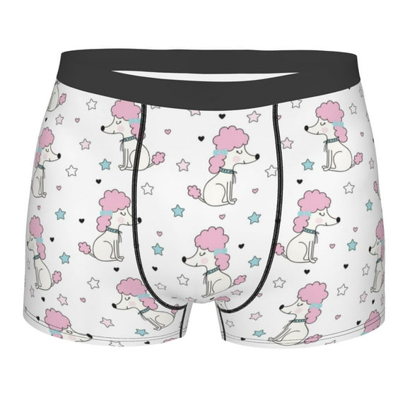 Salouo Cute Poodle Dog Print Men's Boxer Briefs,Breathable Underwear Elastic Waistband Briefs for Men -Large