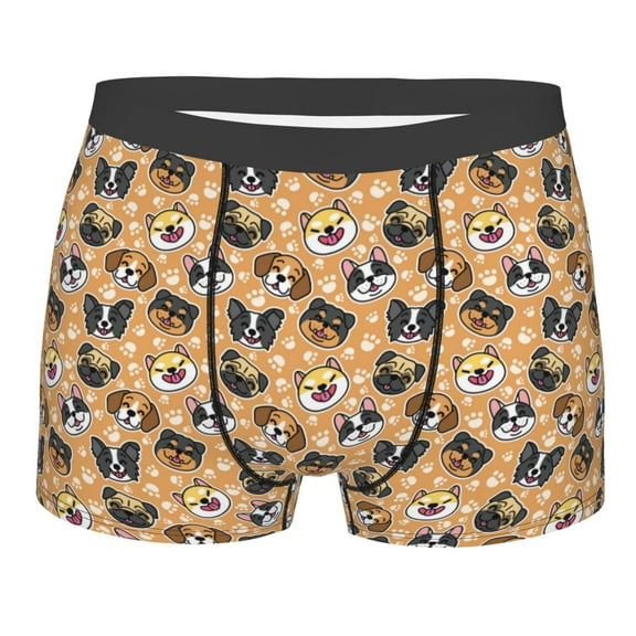 Salouo Cute Dogs Head Print Men's Boxer Briefs,Breathable Underwear Elastic Waistband Briefs for Men -Medium