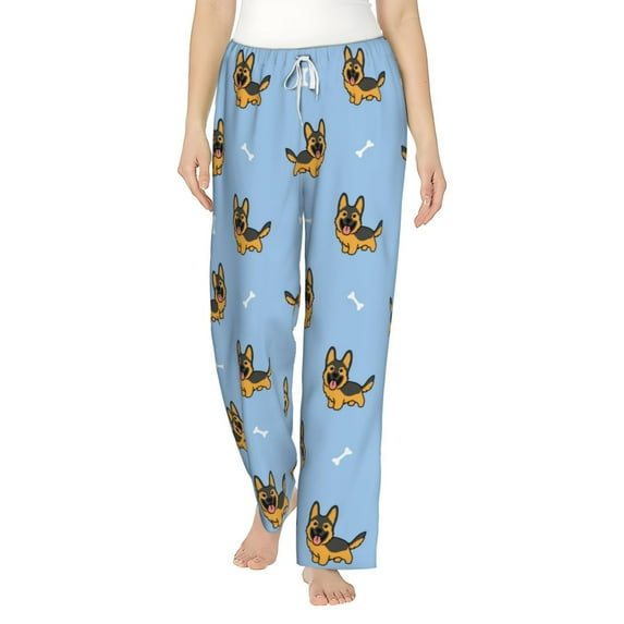 Salouo Cute Puppy Print Women's Pajama Pants Casual Loose Sweatpants PJs Flowy Pants Drawstring Palazzo for Women Wide Leg Pants Lounge Pajama -X-Large