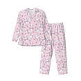 thumbnail image 1 of Salouo Cute Rabbit Flower Print Button-Front Long Sleeve Pajama Set for Men, Soft 2Pjs Men's Long Sleeve Sleepwear-Small, 1 of 7