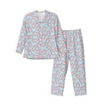 thumbnail image 1 of Salouo Cute Rabbit Print Button-Front Long Sleeve Pajama Set for Men, Soft 2Pjs Men's Long Sleeve Sleepwear-Large, 1 of 7