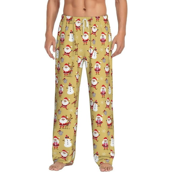 Salouo Cute Santa and Reindeer Print Pajama Pants for Men, Lounge Pants Elastic Waistband Casual Men's sleepwear Loungewear Sleep Pajama Pant -X-Large