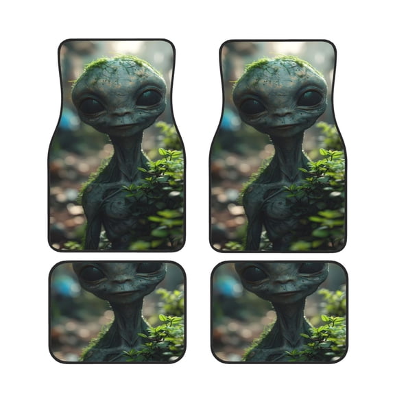 Salouo Cute Saucerman With Big Eyes for Car Floor Mat Set of 4Car Carpet Mats - Car Mats with Anti-Slip Backing & Driver Heel Pad Universal Fit for Cars, Trucks, SUVs, and Vans