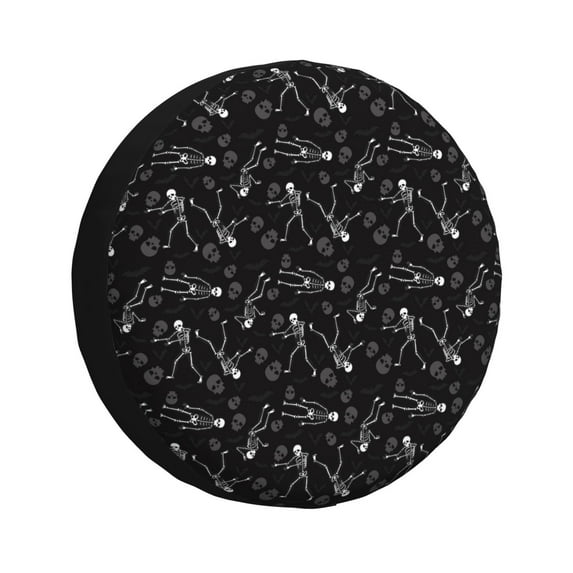 Salouo Cute Skull Print Spare Tire Cover 14-17 inch Spare Tire Protector Universal Tough Tire Wheel Cover for Trailer SUV and Truck-15 inch