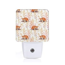 Salouo Cute Sleepy Fox for Night Lights Plug into Wall 1 Pack, 0.5W Plug in Night Light with Dusk-to-Dawn Light Sensor LED Nightlight for Bathroom, Adult, Hallway-US